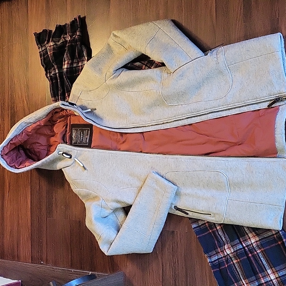 Craghoppers Hepworth Blended Wool Double Zipper Jacket US 4 Almond Beige